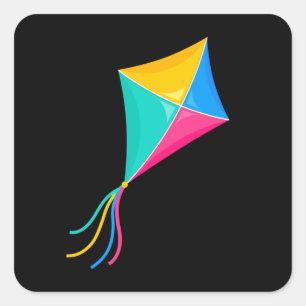Kite Flying Stunt Kite Gift Square Sticker