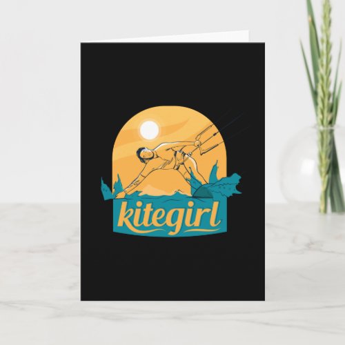 Kite Girl Kite Surfing Water Sports Card