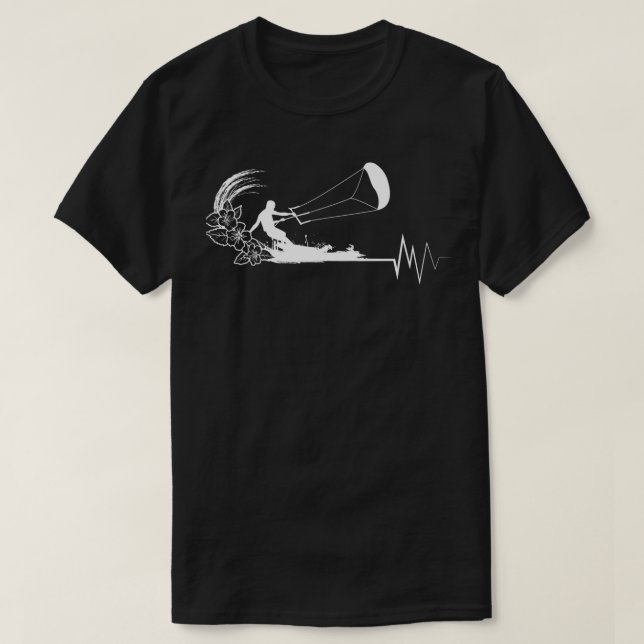 Kite Heartbeat Kite Kite Surfing EKG Pulse T-Shirt (Design Front)