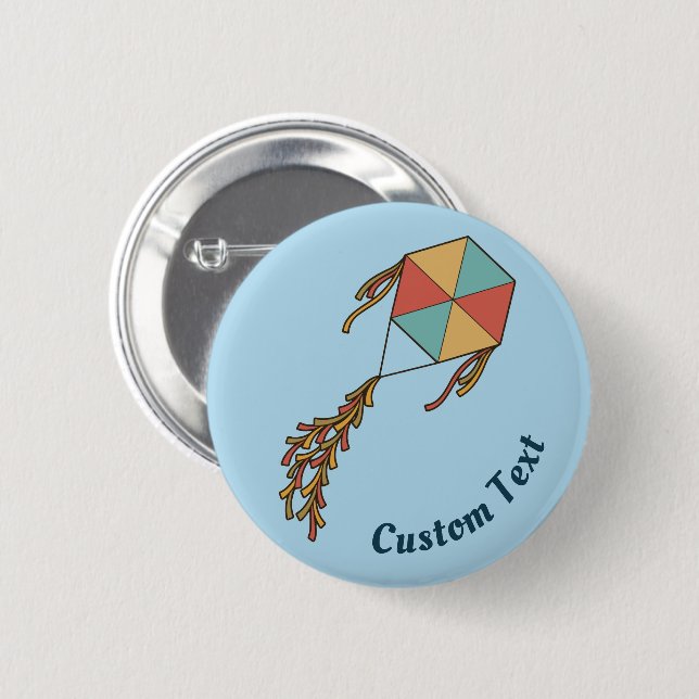 Kite Icon Light Blue Button (Front & Back)
