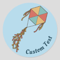 Kite Icon Light Blue Classic Round Sticker