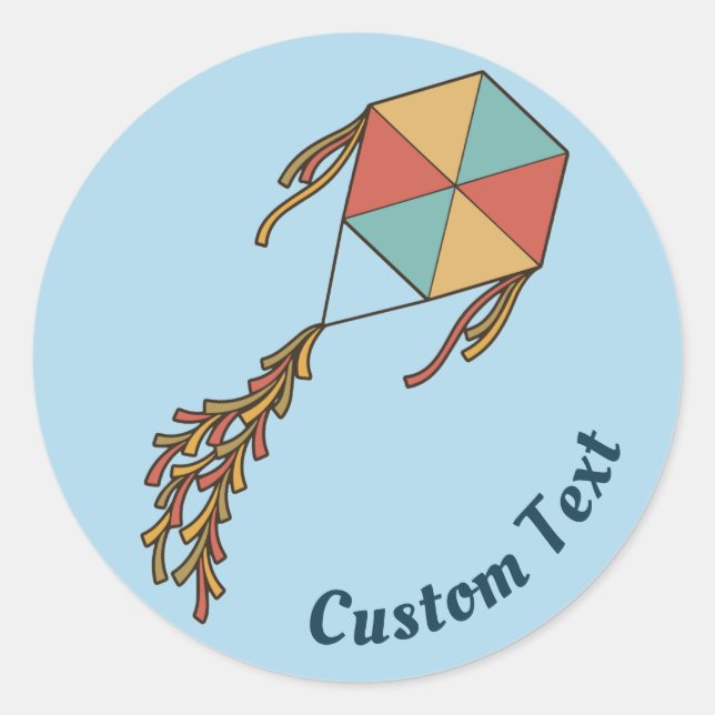 Kite Icon Light Blue Classic Round Sticker (Front)