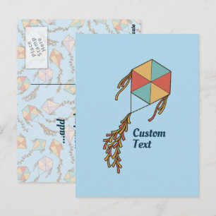 Kite Icon Light Blue Postcard