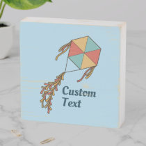 Kite Icon Light Blue Wooden Box Sign