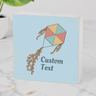 Kite Icon Light Blue Wooden Box Sign