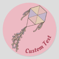 Kite Icon Pink Classic Round Sticker