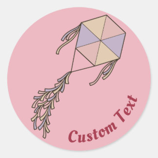 Kite Icon Pink Classic Round Sticker