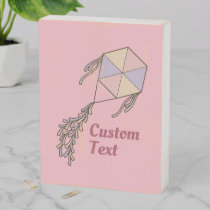 Kite Icon Pink Wooden Box Sign