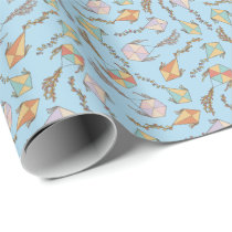 Kite Icons Pattern Light Blue Wrapping Paper
