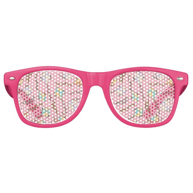 Kite Icons Pattern Pink Retro Sunglasses (Front)