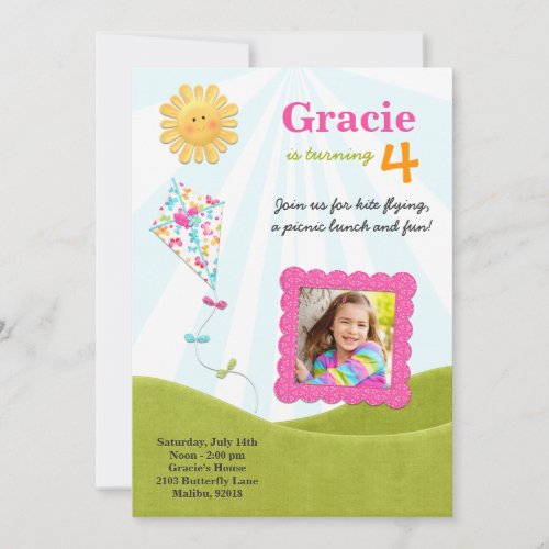 Kite Picnic Birthday Party Invitation
