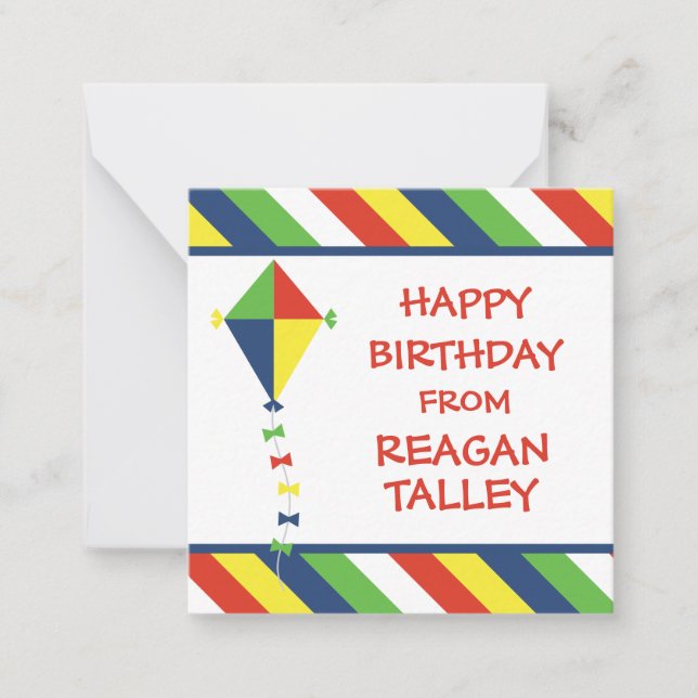 Kite Stripes Personalized Gift Enclosure Cards (Front)
