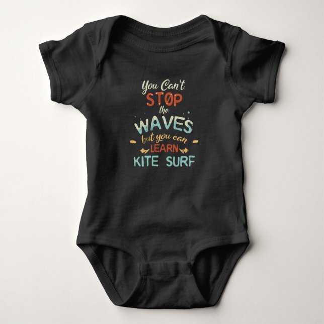Kite Surf Kitesurfing Stop Waves Surf Windsurfing Baby Bodysuit (Front)