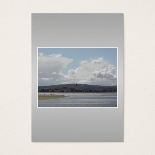 Customizable Kite Surfers. Scenic view. On Gray. Business Card Templates