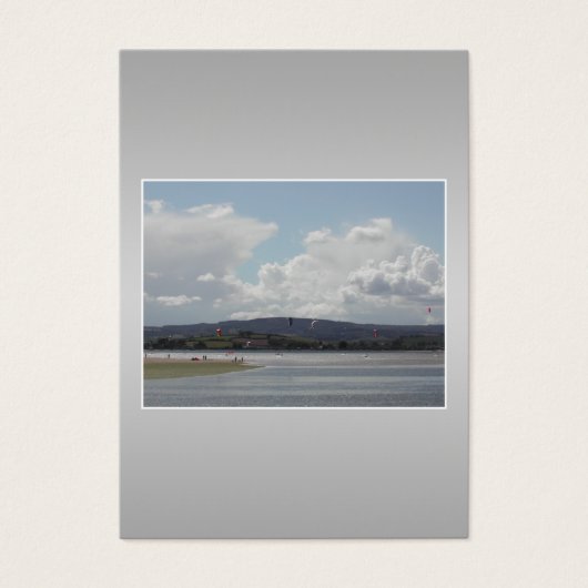 Kite Surfers. Scenic view. On Gray. (Front)