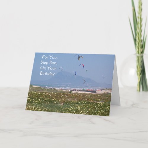 Kite Surfers Step Son Birthday Card