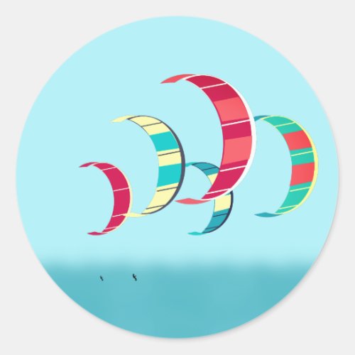 Kite Surfing Classic Round Sticker