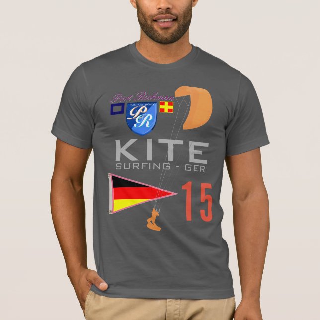 Kite Surfing Germany GER Flag T-Shirt (Front)