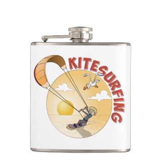 Kite surfing oranje illustratie. flask