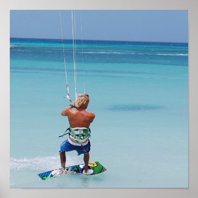 Kiteboarder in Tropics Poster (Front)