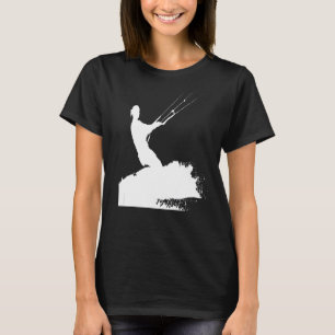 Kiteboarder Riding A Wave White Silhouette T-Shirt