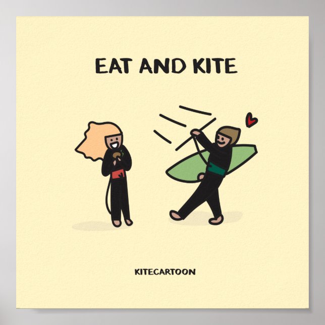 Kiteboarding/kitesurfing - Eat and Kite Poster (Front)