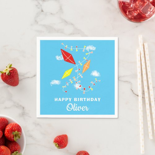 Kites Blue Sky Kids Happy Birthday Party  Napkins