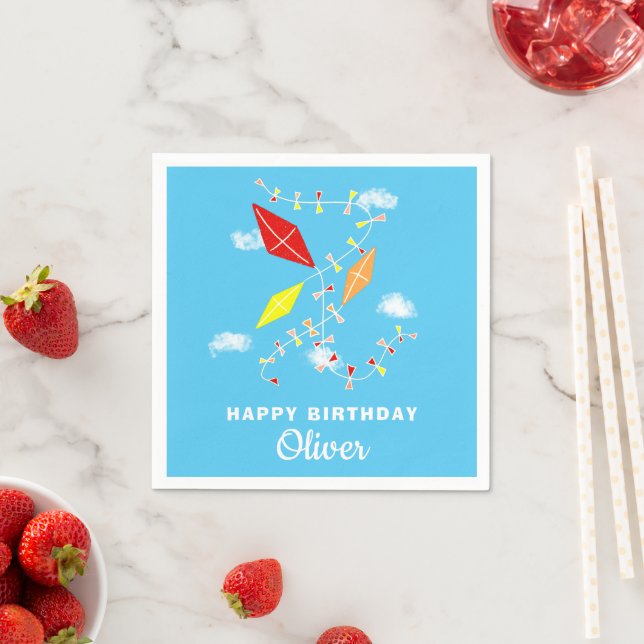 Kites Blue Sky Kids Happy Birthday Party  Napkins (Insitu)