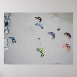 Kites from high (kitesurf kiteboard kiteboarding) poster