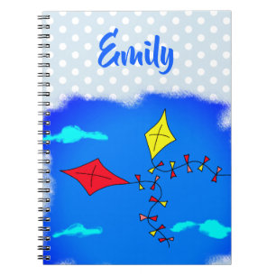 Kites in Sky Drawing Kids Name Notebook