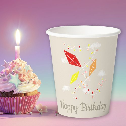 Kites in Sky Happy Birthday Kids Party Paper Cups