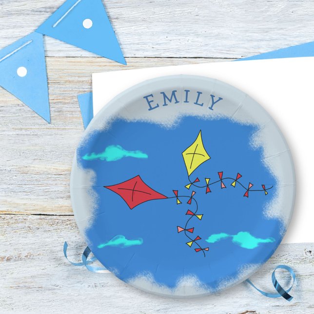 Kites in the Blue Sky Name Paper Plates (Creator Uploaded)