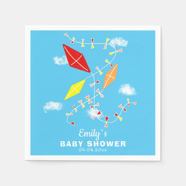 Kites in the Sky Boy Baby Shower Party Napkins (Front)