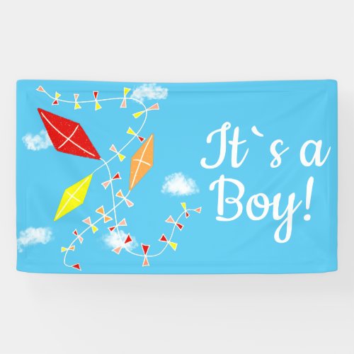 Kites in the Sky Its a Boy Baby Shower Banner