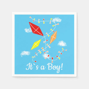 Kites in the Sky It`s a Boy Baby Shower Party Napkins