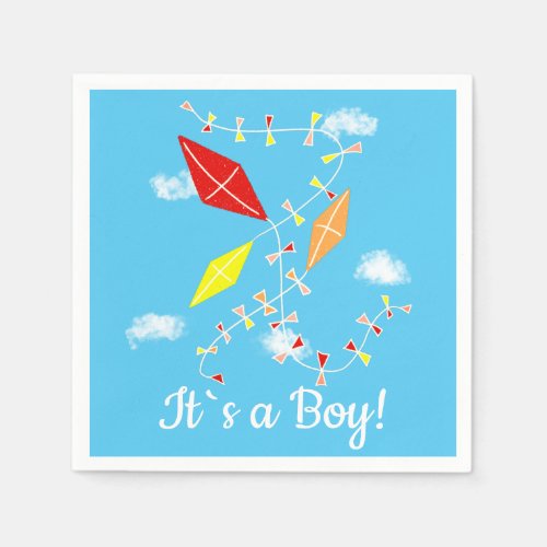 Kites in the Sky Its a Boy Baby Shower Party Napkins