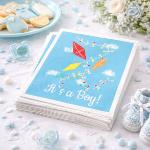 Kites in the Sky It`s a Boy Baby Shower Party Napkins