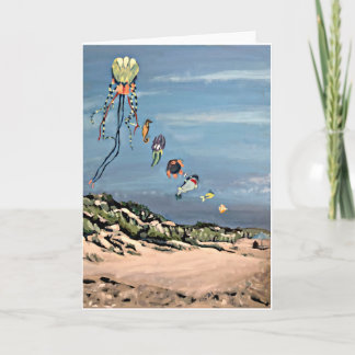 'Kites on the Beach' card