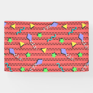 kites, stars, triangles and curvy lines banner