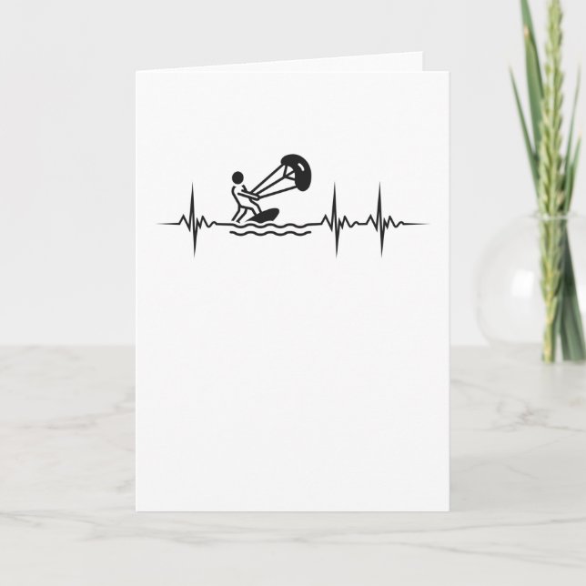 Kitesurfer Heartbeat Kitesurfing Pulse Kiting Card (Front)