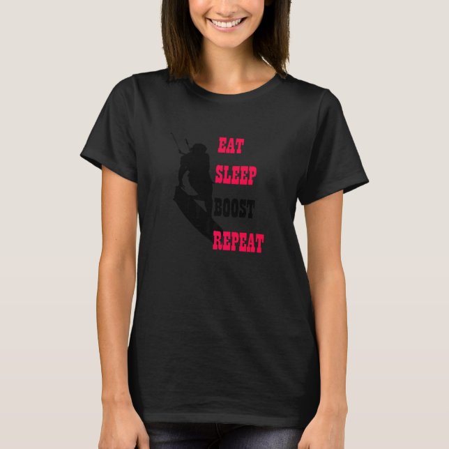 Kitesurfer Life Eat Sleep Boost Repeat Red And Bla T-Shirt (Front)