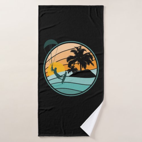 Kitesurfing at sunset bath towel