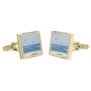 Kitesurfing Beach Gold Cufflinks