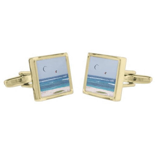 Kitesurfing Beach Gold Cufflinks