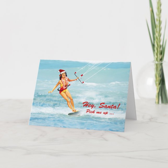 Kitesurfing Christmas, Surfing a Downwinder Card (Front)