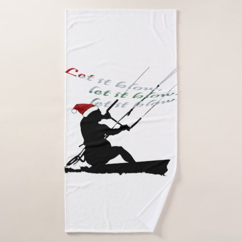 Kitesurfing Festive Christmas Seasonal Novelty  Bath Towel Set