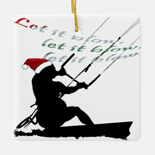 Kitesurfing Festive Christmas Seasonal Novelty  Ceramic Ornament