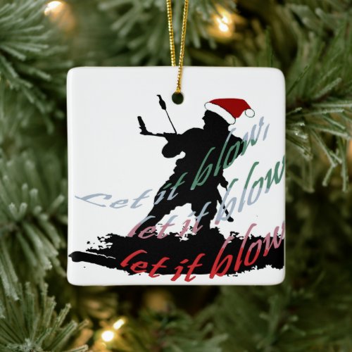 Kitesurfing Festive Christmas Vacation Novelty Vec Ceramic Ornament