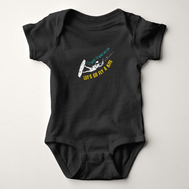 Kitesurfing Fly A Kite Kiteboarding Baby Bodysuit (Front)