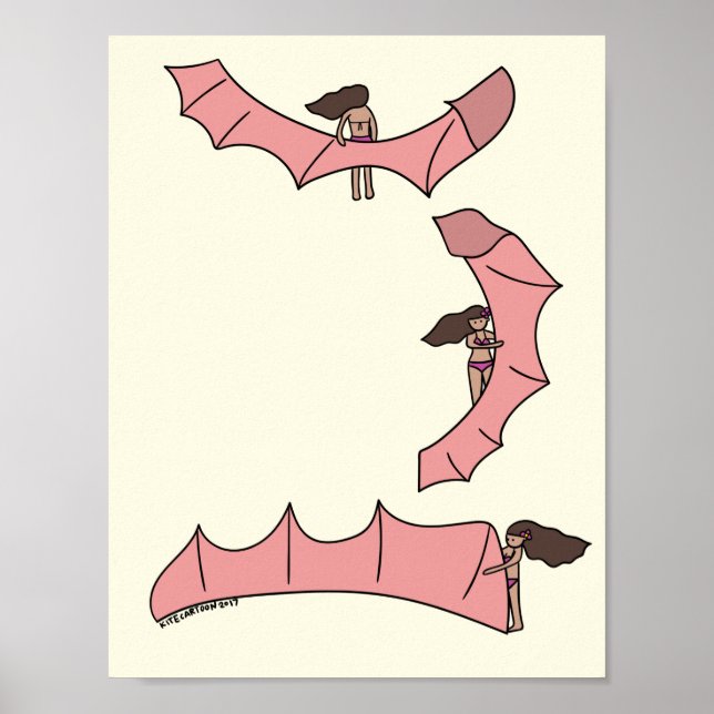 Kitesurfing/Kiteboarding - Kite girl with kite Pos Poster (Front)